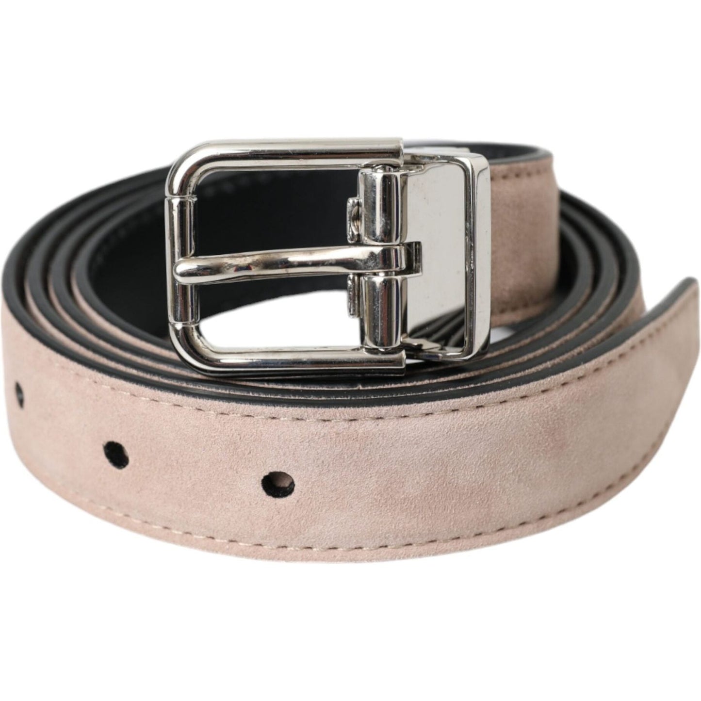 Dolce & Gabbana Beige Suede Leather Silver Buckle Belt Men Dolce & Gabbana