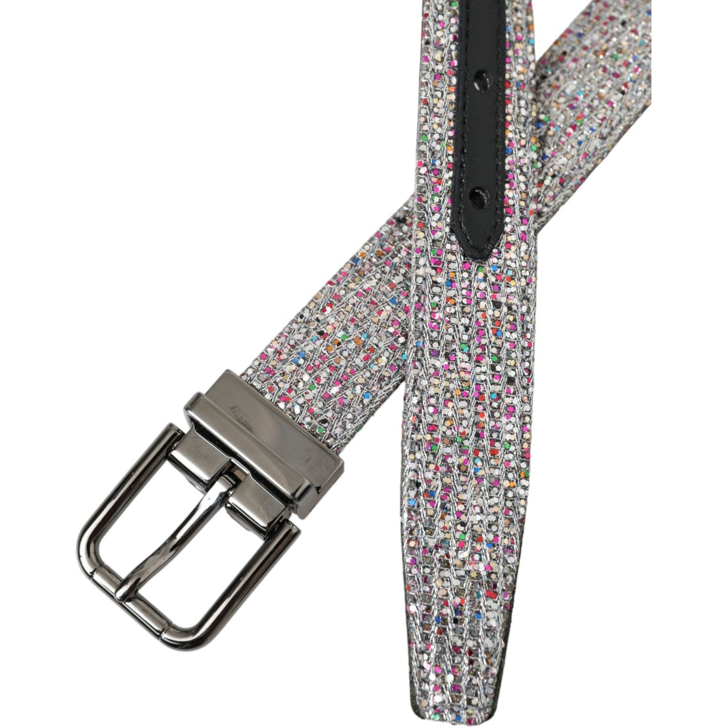 Dolce & Gabbana Multicolor Embellished Silver Metal Buckle Belt Dolce & Gabbana