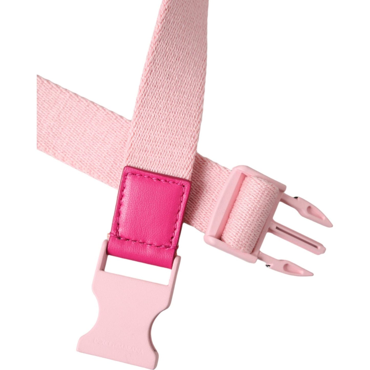 Dolce & Gabbana Pink Canvas Stretch Plastic Buckle Women Belt Dolce & Gabbana