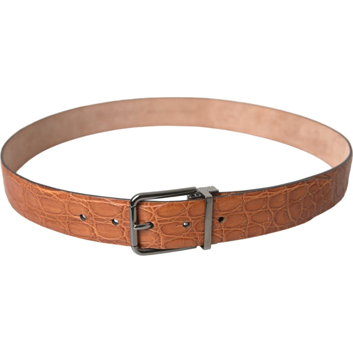 Dolce & Gabbana Brown Exotic Leather Silver Metal Buckle Belt Dolce & Gabbana