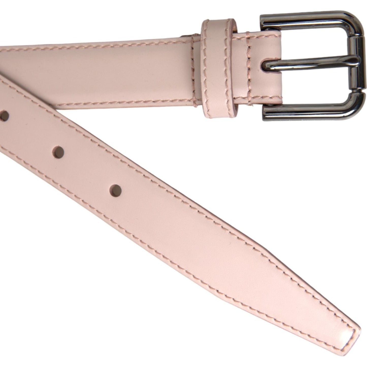 Dolce & Gabbana Light Pink Leather Silver Metal Buckle Belt Dolce & Gabbana