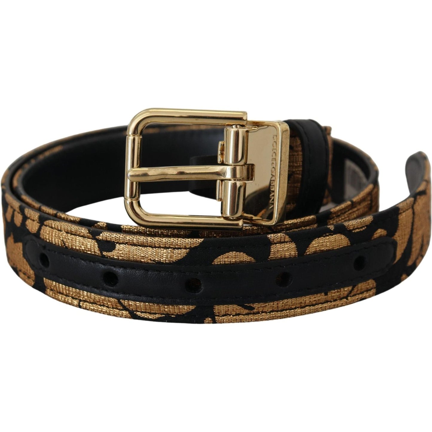 Dolce & Gabbana Multicolor Jacquard Leather Logo Buckle Belt Dolce & Gabbana