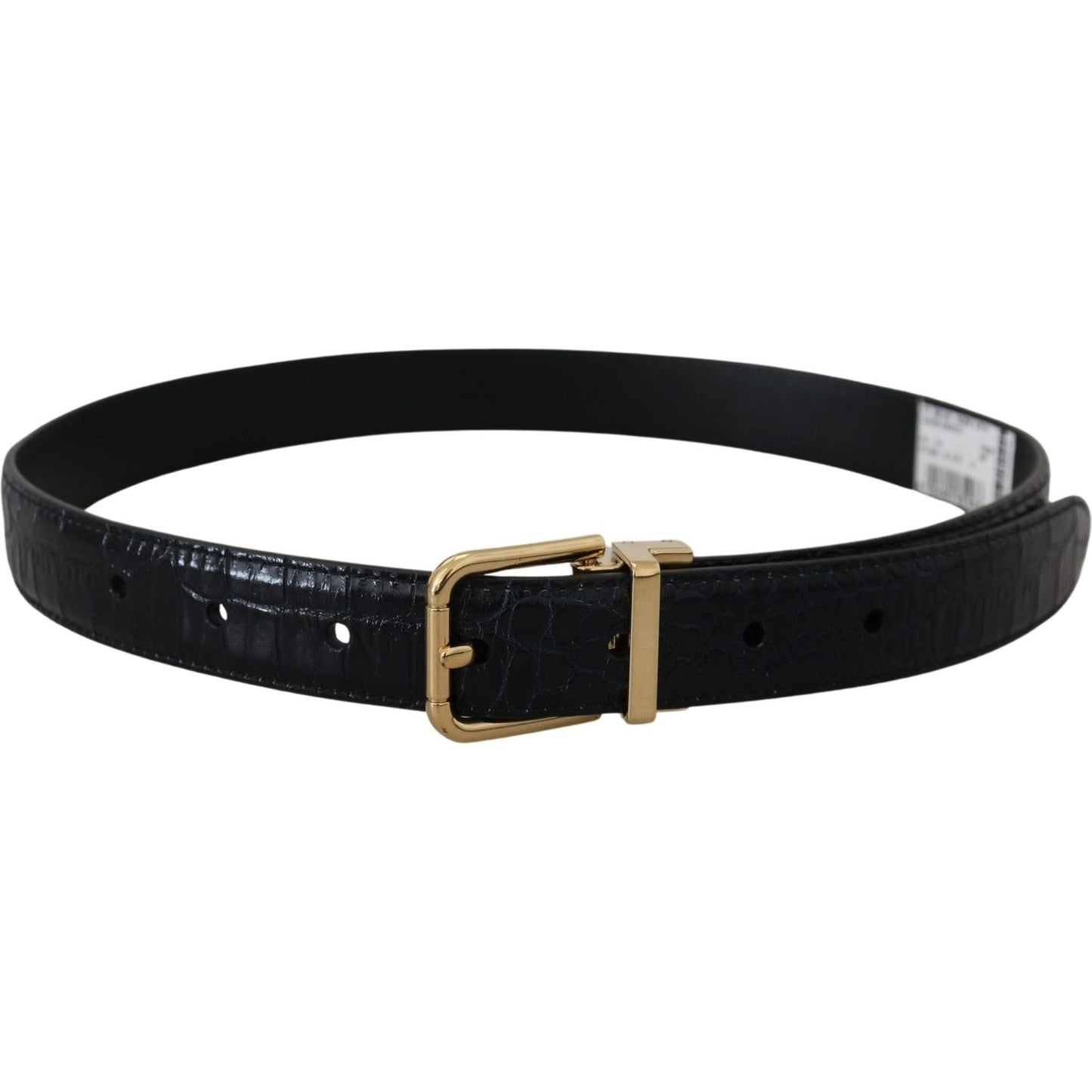 Dolce & Gabbana Black Exotic Leather Gold Metal Buckle Belt Dolce & Gabbana