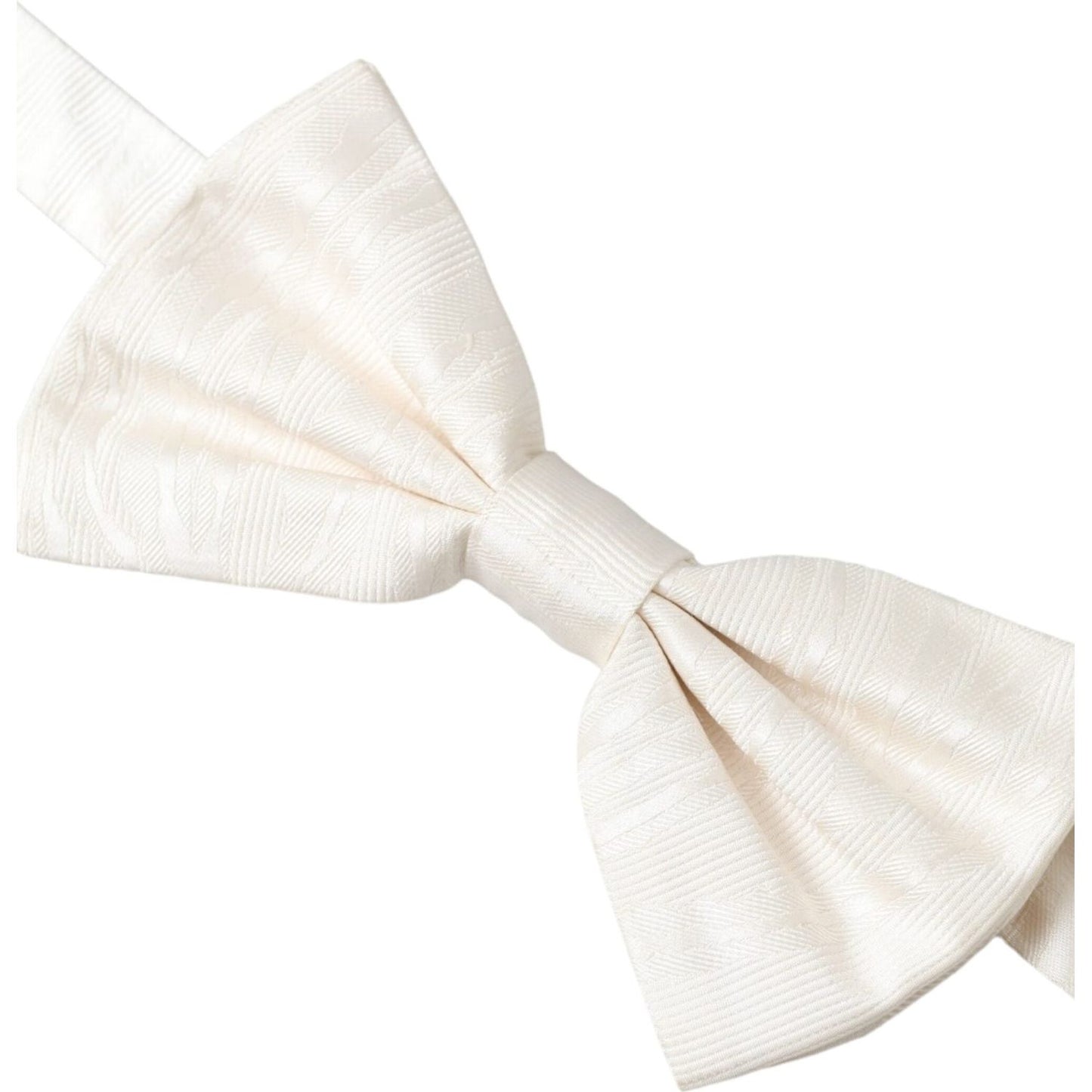 Dolce & Gabbana White Jacquard Silk Adjustable Neck Men Bow Tie Dolce & Gabbana