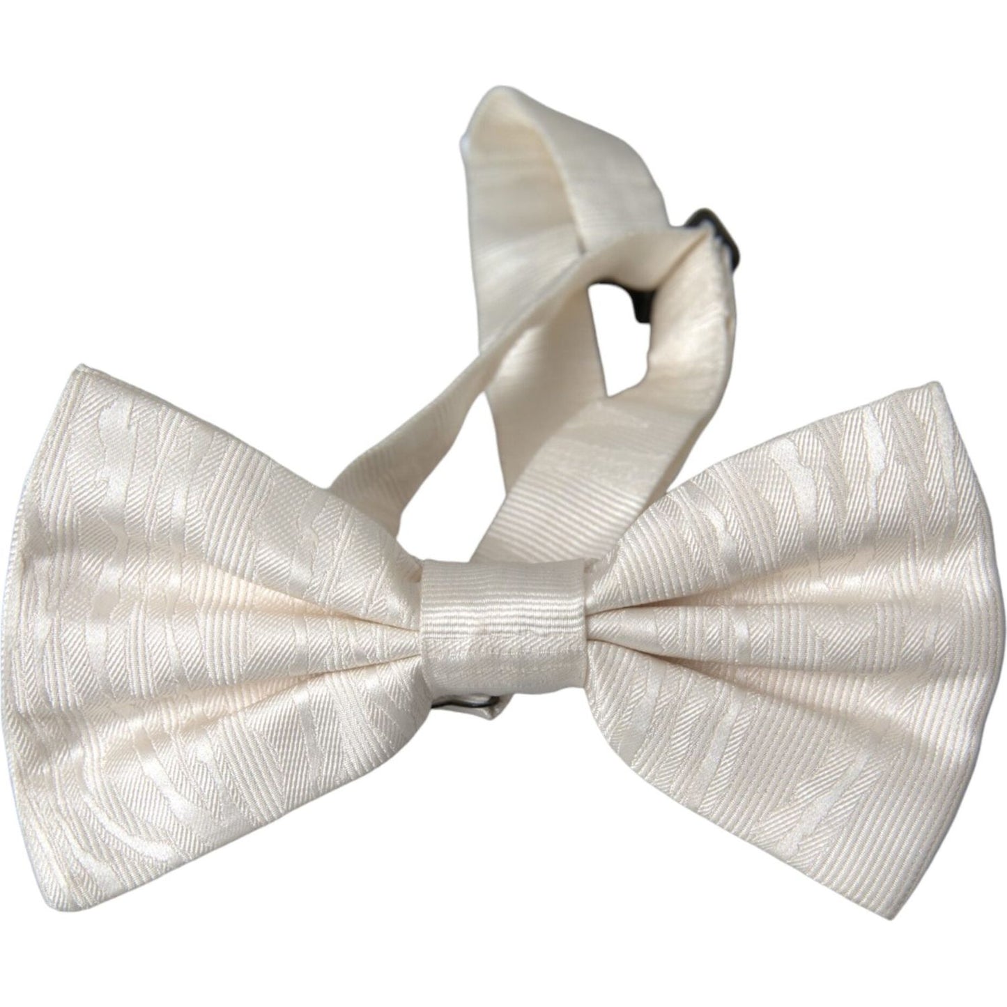 Dolce & Gabbana White Jacquard Silk Adjustable Neck Men Bow Tie Dolce & Gabbana