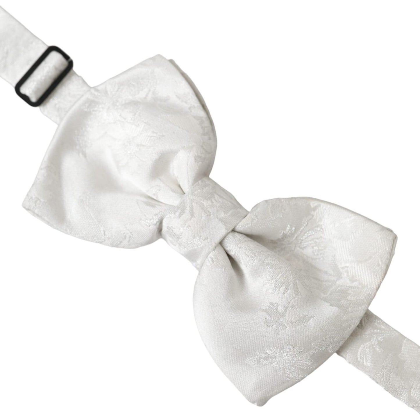 Dolce & Gabbana White Floral Silk Adjustable Men Neck Bow Tie Dolce & Gabbana