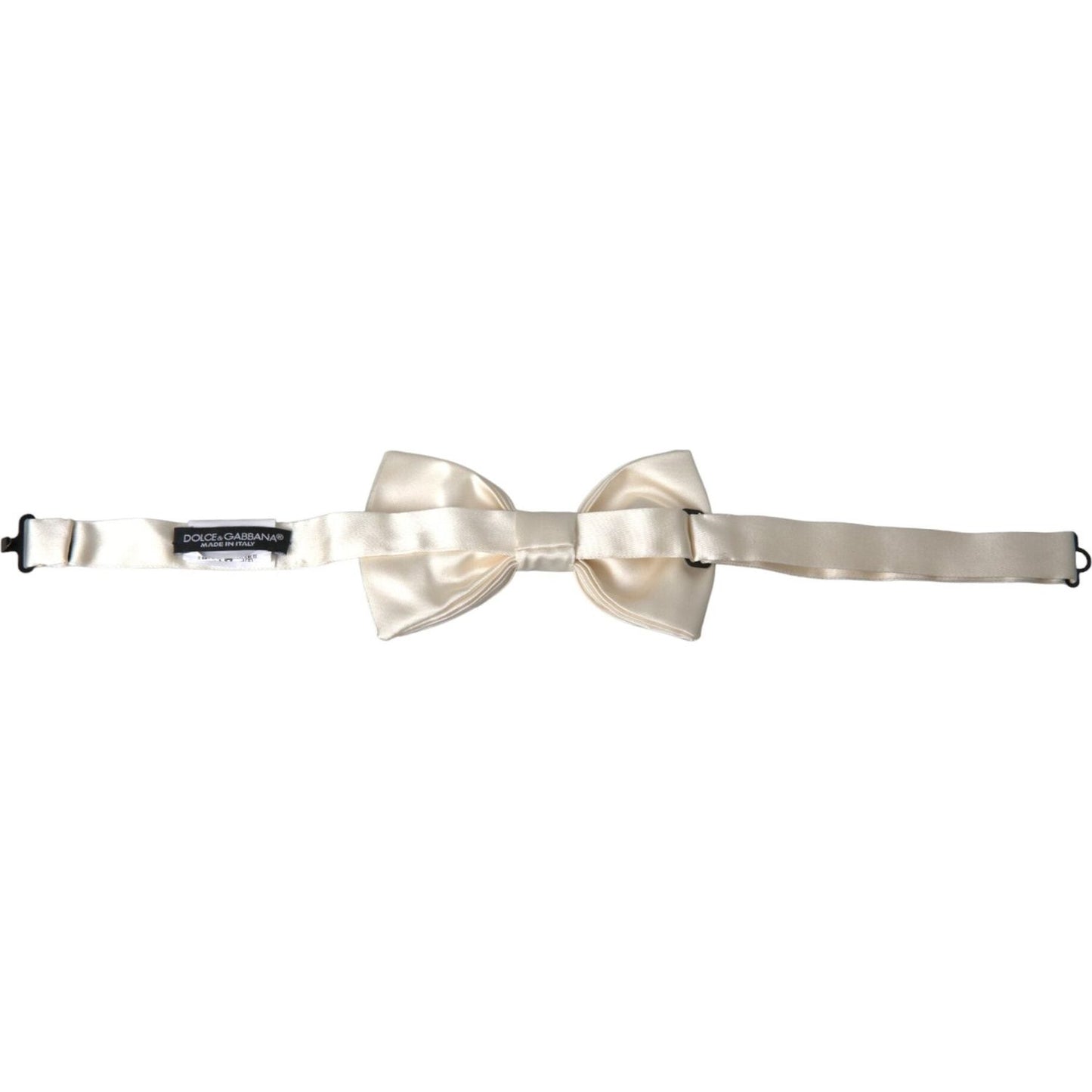 Dolce & Gabbana Off White Silk Adjustable Neck Men Bow Tie Dolce & Gabbana