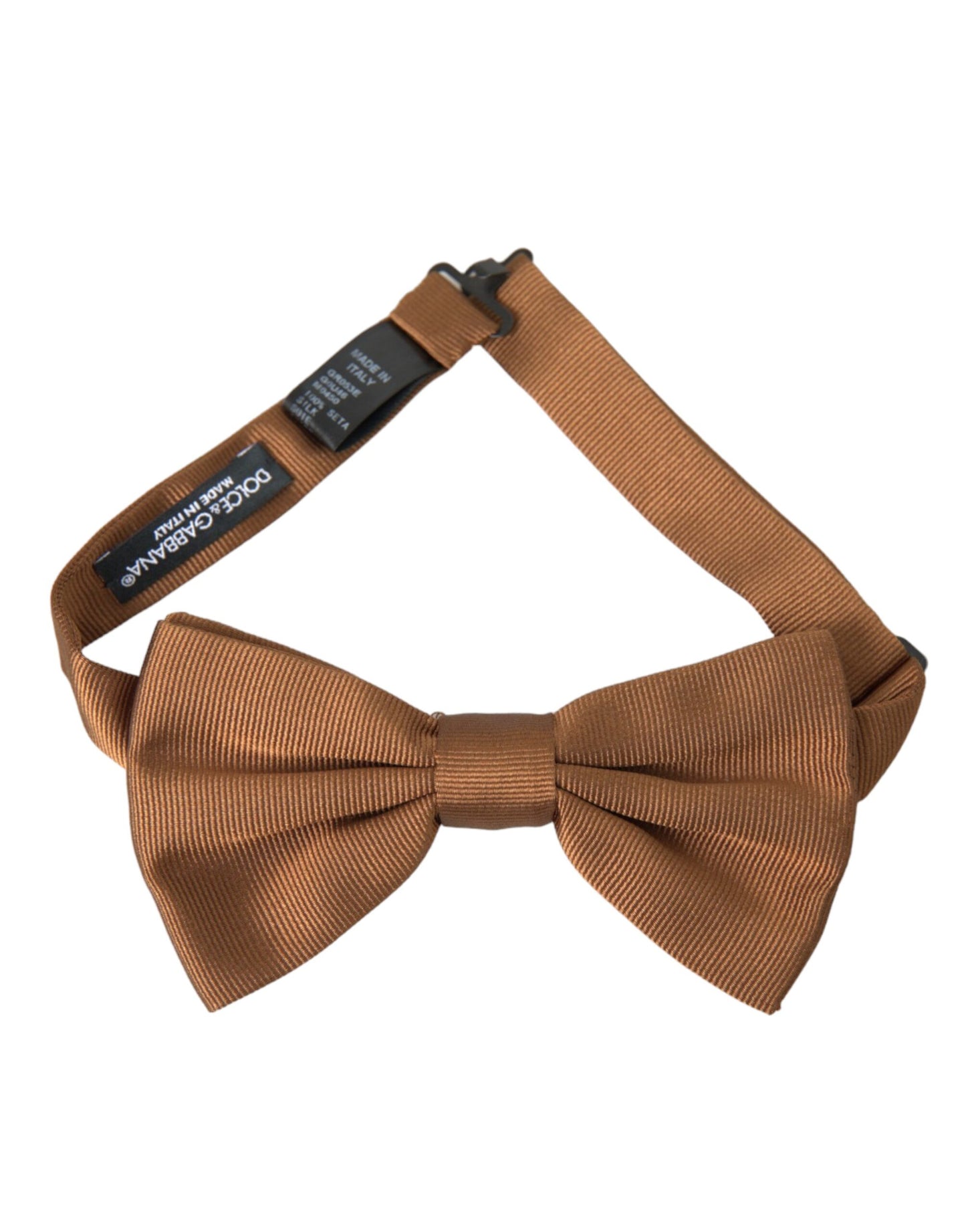 Dolce & Gabbana Brown Silk Adjustable Neck Men Bow Tie Dolce & Gabbana