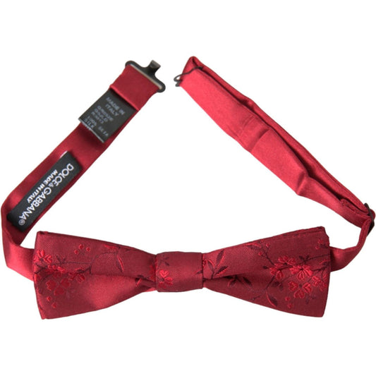 Dolce & Gabbana Red Brocade Silk Adjustable Neck Men Bow Tie Dolce & Gabbana