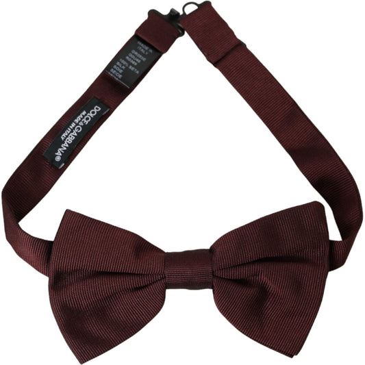 Dolce & Gabbana Maroon Silk Adjustable Neck Men Bow Tie Dolce & Gabbana