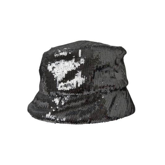 Dolce & Gabbana Silver Sequined Nylon Bucket Hat Men