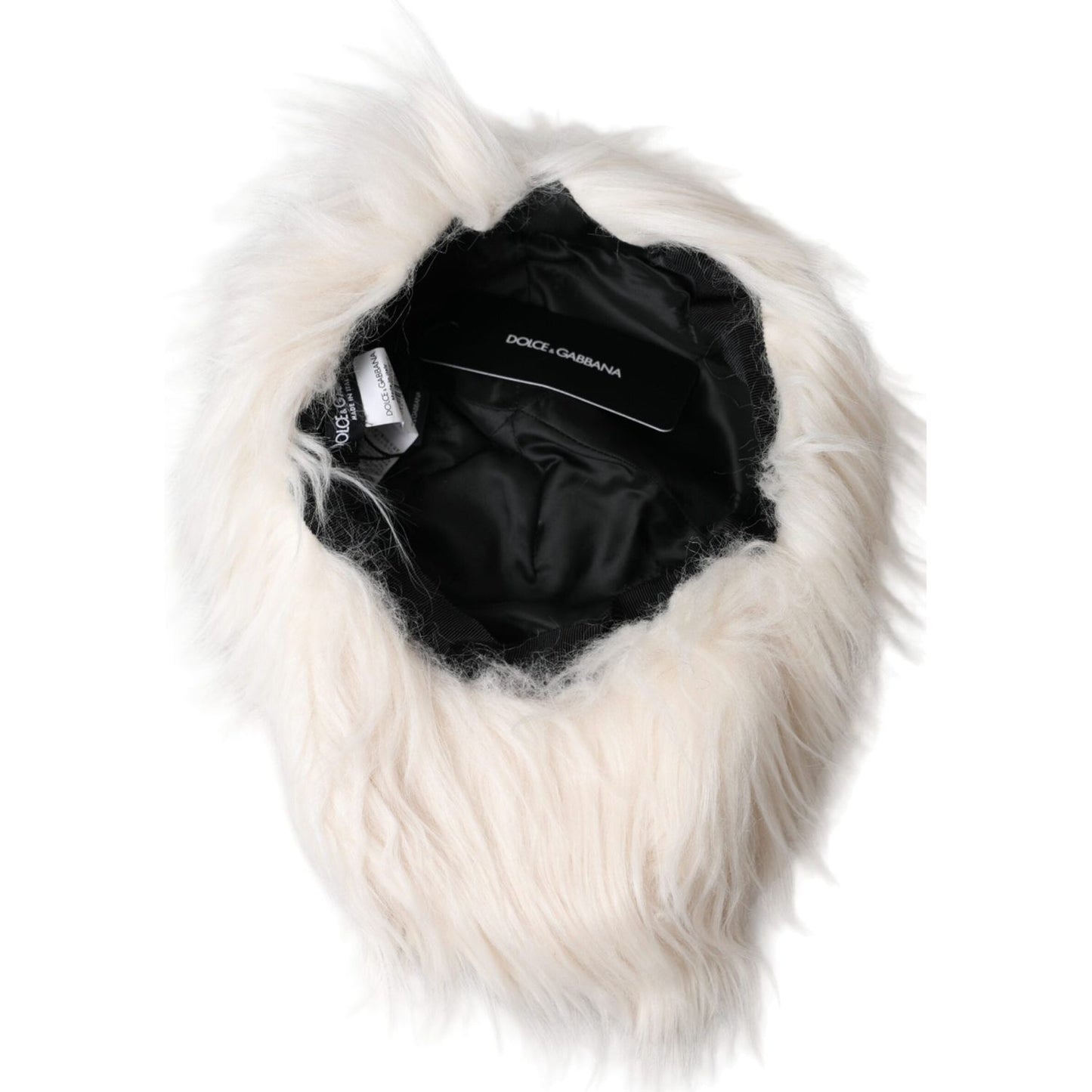 Dolce & Gabbana Off White Faux Fur Baseball Hat Men Dolce & Gabbana