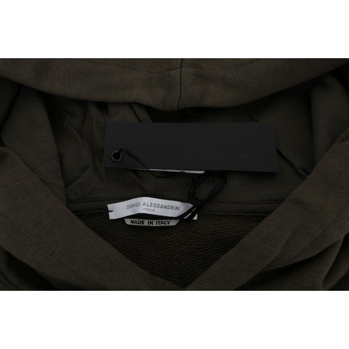 Daniele Alessandrini Green Pullover Hodded Cotton Sweater 1728,67345645728,Clothing,Daniele Alessandrini,Green,Hoodies - Sweaters - Clothing,Material: 100% Cotton,Men,Men - Clothing,New with tags,S,Sweaters - Clothing,Sweaters - Men - Clothing