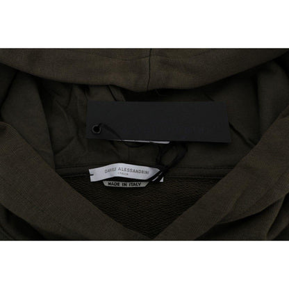 Daniele Alessandrini Green Pullover Hodded Cotton Sweater 1728,67345645728,Clothing,Daniele Alessandrini,Green,Hoodies - Sweaters - Clothing,Material: 100% Cotton,Men,Men - Clothing,New with tags,S,Sweaters - Clothing,Sweaters - Men - Clothing