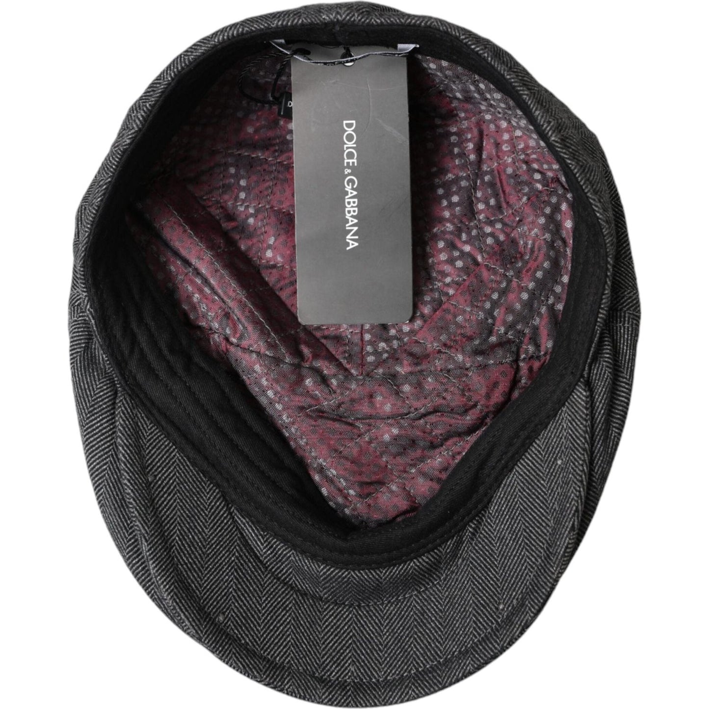 Dolce & Gabbana Gray Herringbone Crown Newsboy Hat Men Dolce & Gabbana