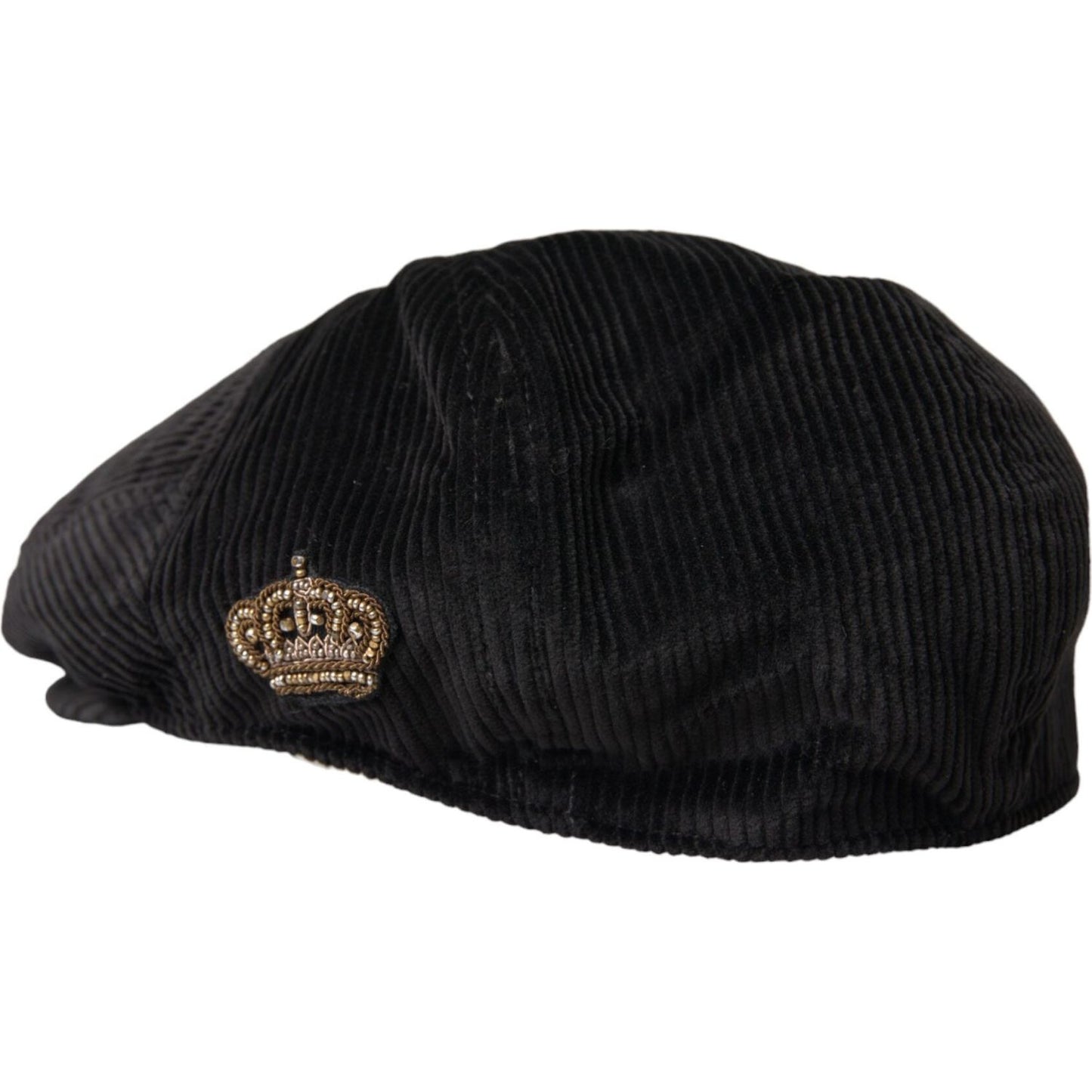 Dolce & Gabbana Black Corduroy Crown Newsboy Hat Men Dolce & Gabbana