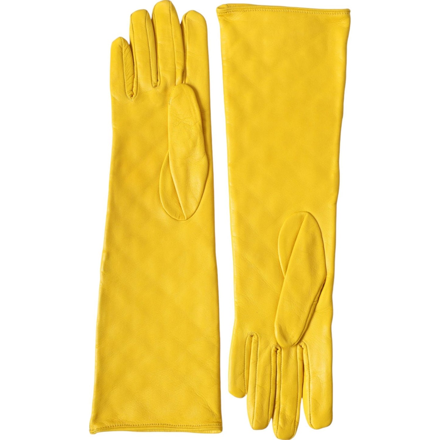 Dolce & Gabbana Gold Leather Quilted Mid Arm Length Gloves Dolce & Gabbana