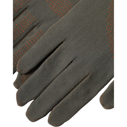Dolce & Gabbana Brown Cotton Stretch Wrist Length Gloves