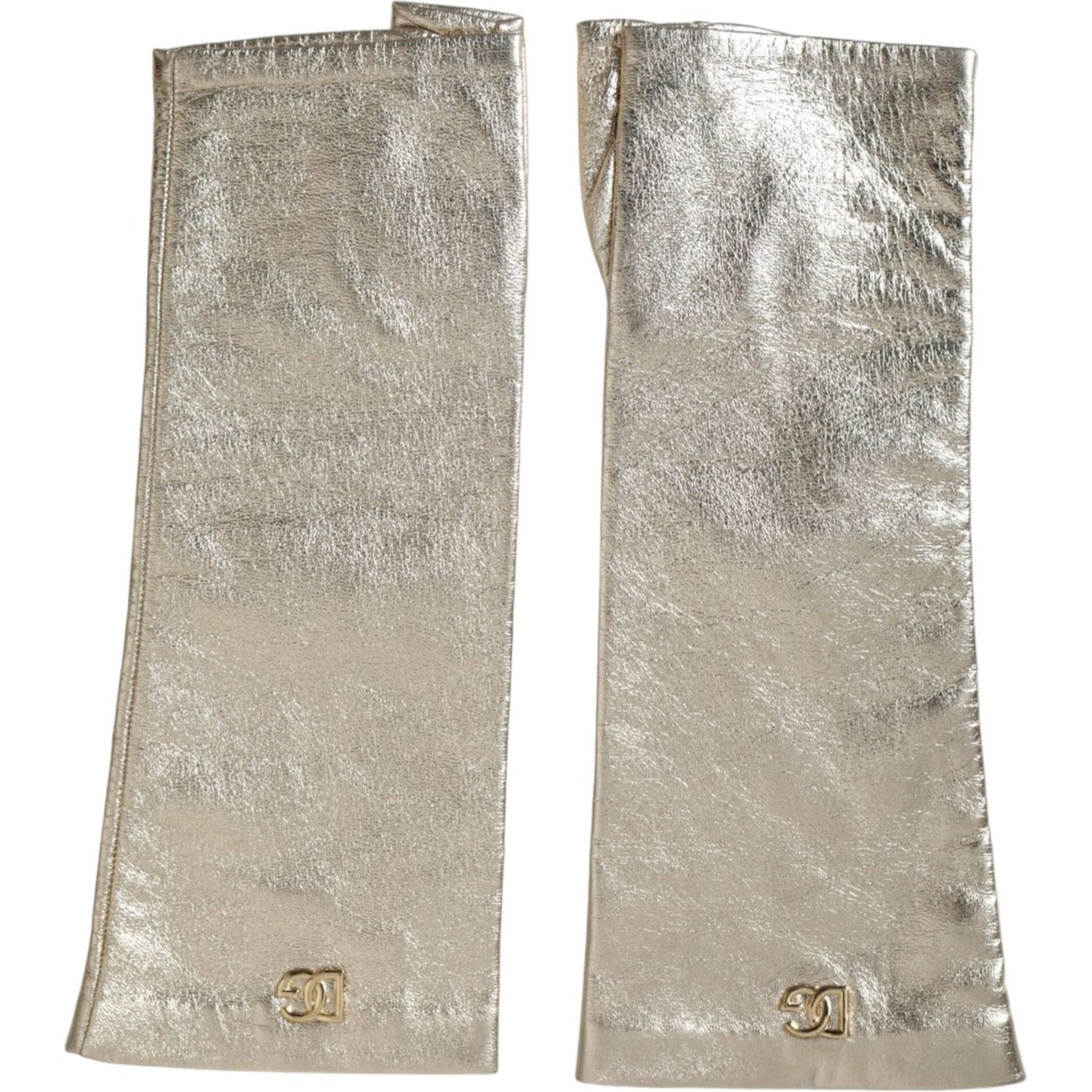 Dolce & Gabbana Silver Laminated Logo Finger Less Gloves Dolce & Gabbana