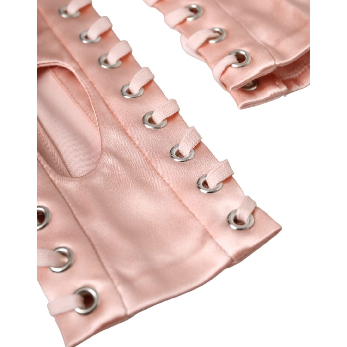 Dolce & Gabbana Pink Acetate Lace Up Fingerless Gloves Dolce & Gabbana