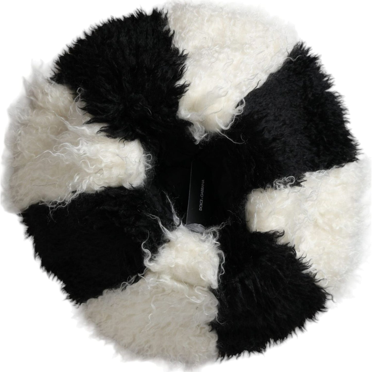 Dolce & Gabbana Black White Stripes Mohair Fur Bucket Hat