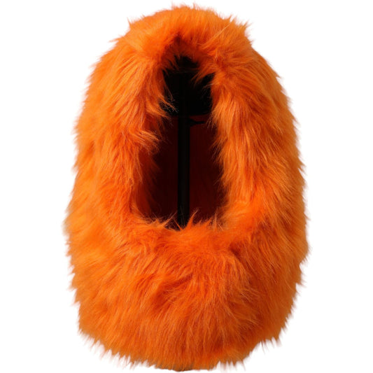 Dolce & Gabbana Orange Faux Fur Whole Head Wrap Hat Dolce & Gabbana