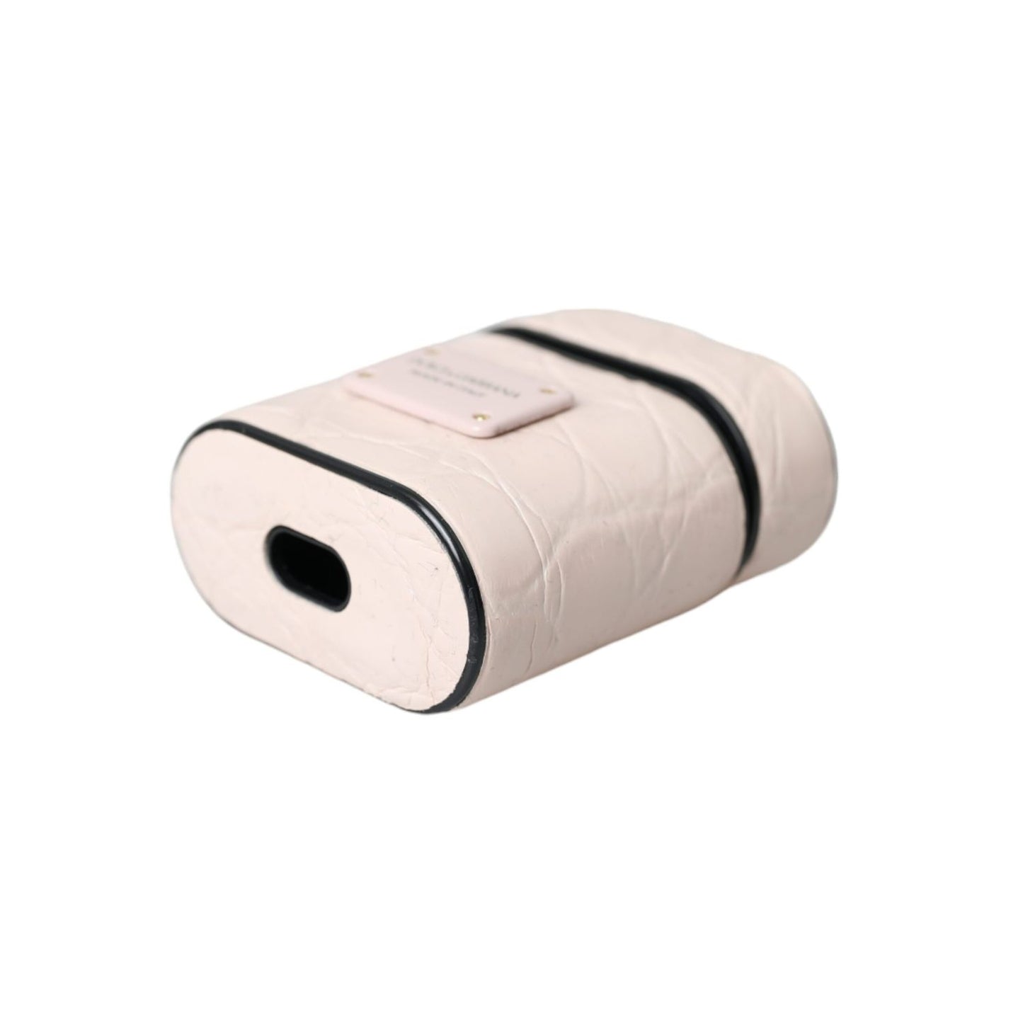 Dolce & Gabbana Light Pink Leather Metal Logo Plaque Airpods Case
