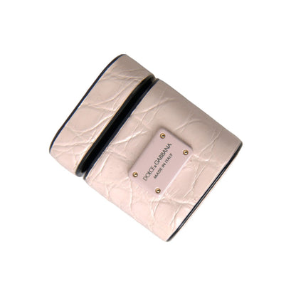 Dolce & Gabbana Light Pink Leather Metal Logo Plaque Airpods Case