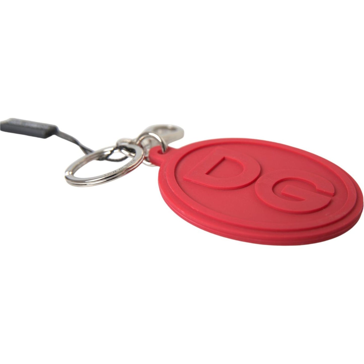 Dolce & Gabbana Red Rubber DG Logo Silver Brass Metal Keyring Keychain Dolce & Gabbana