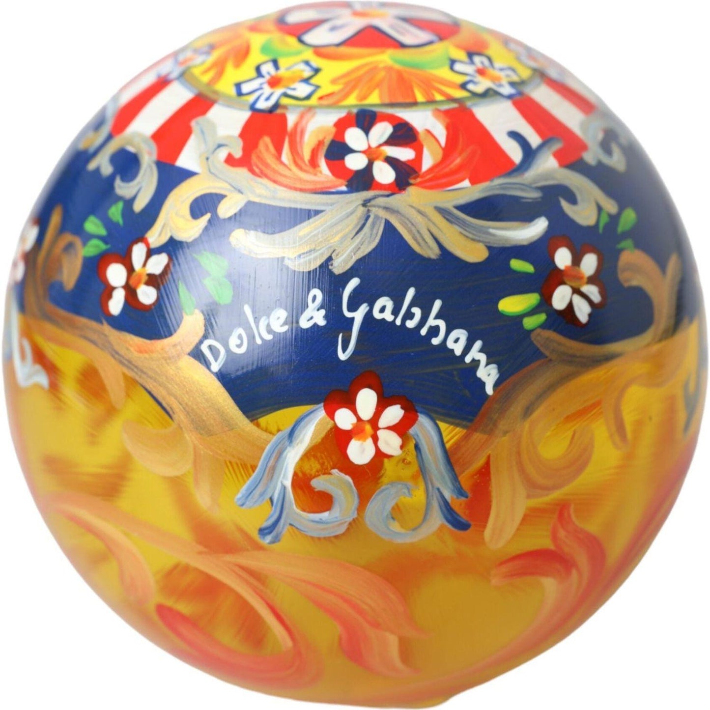 Dolce & Gabbana Gold Tone Carretto Print Round Ornament Christmas Ball Dolce & Gabbana