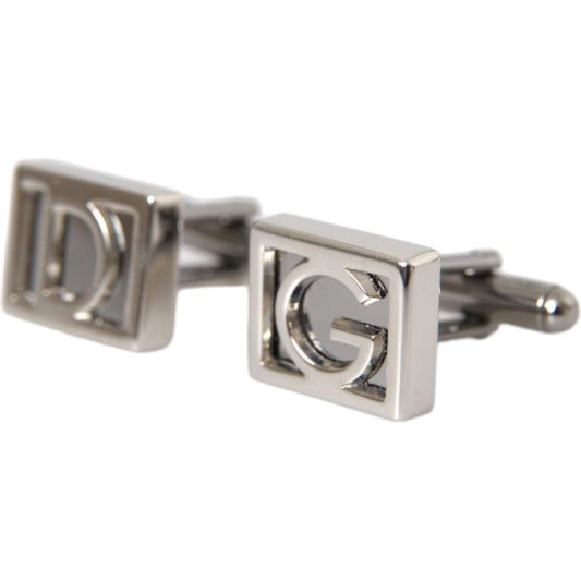 Dolce & Gabbana Silver Plated Metal Brass DG Logo Pin Cufflinks Dolce & Gabbana