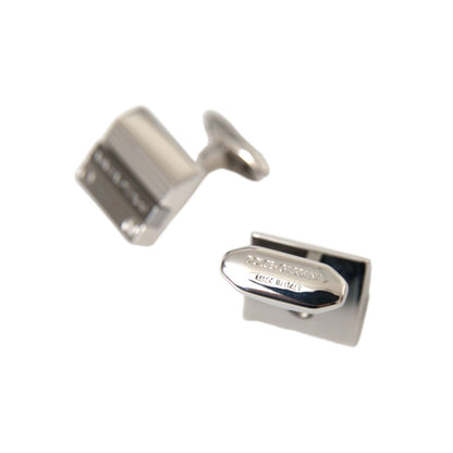 Dolce & Gabbana Silver Plated Metal Brass DG Logo Pin Cufflinks