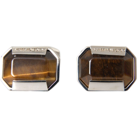 Dolce & Gabbana Silver Plated Brass Pin Crystal Cufflinks Dolce & Gabbana