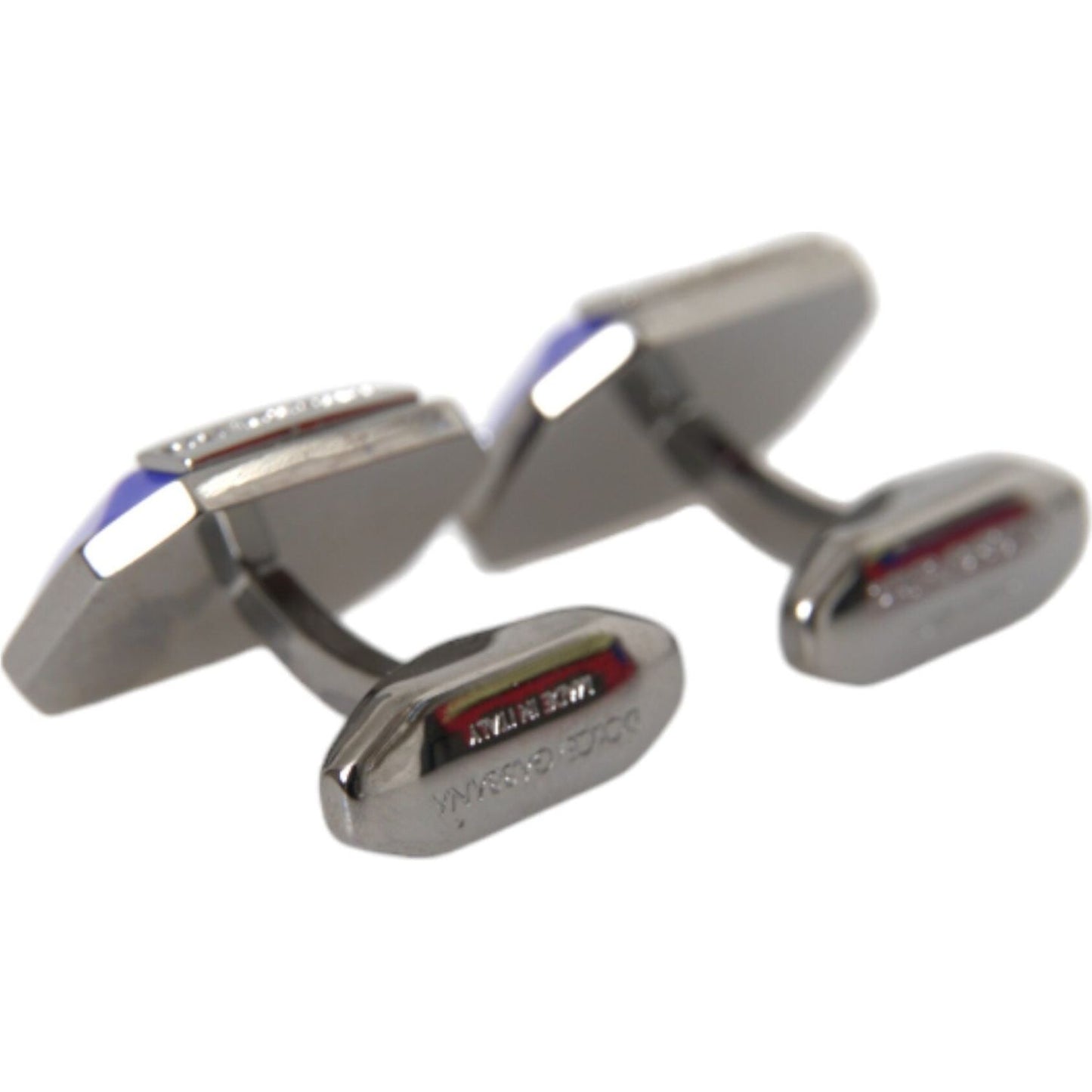 Dolce & Gabbana Silver Plated Brass Pin Crystal Cufflinks Cufflinks Dolce & Gabbana