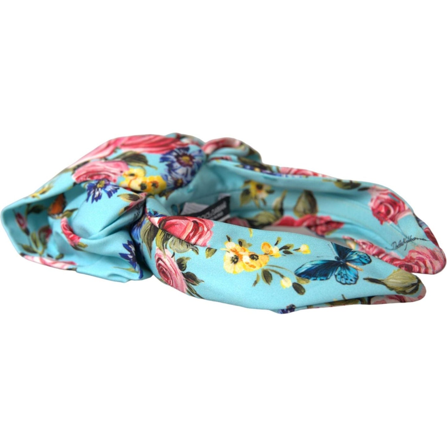 Dolce & Gabbana Turquoise Floral Applique Silk Women Headband Diadem Dolce & Gabbana