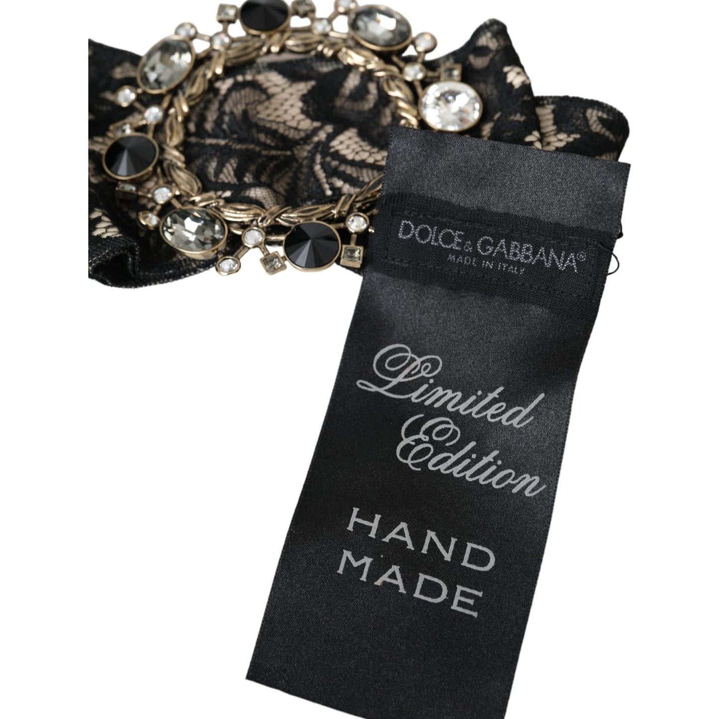 Dolce & Gabbana Black Lace Crystal Handmade Brooch Hair Pin Dolce & Gabbana