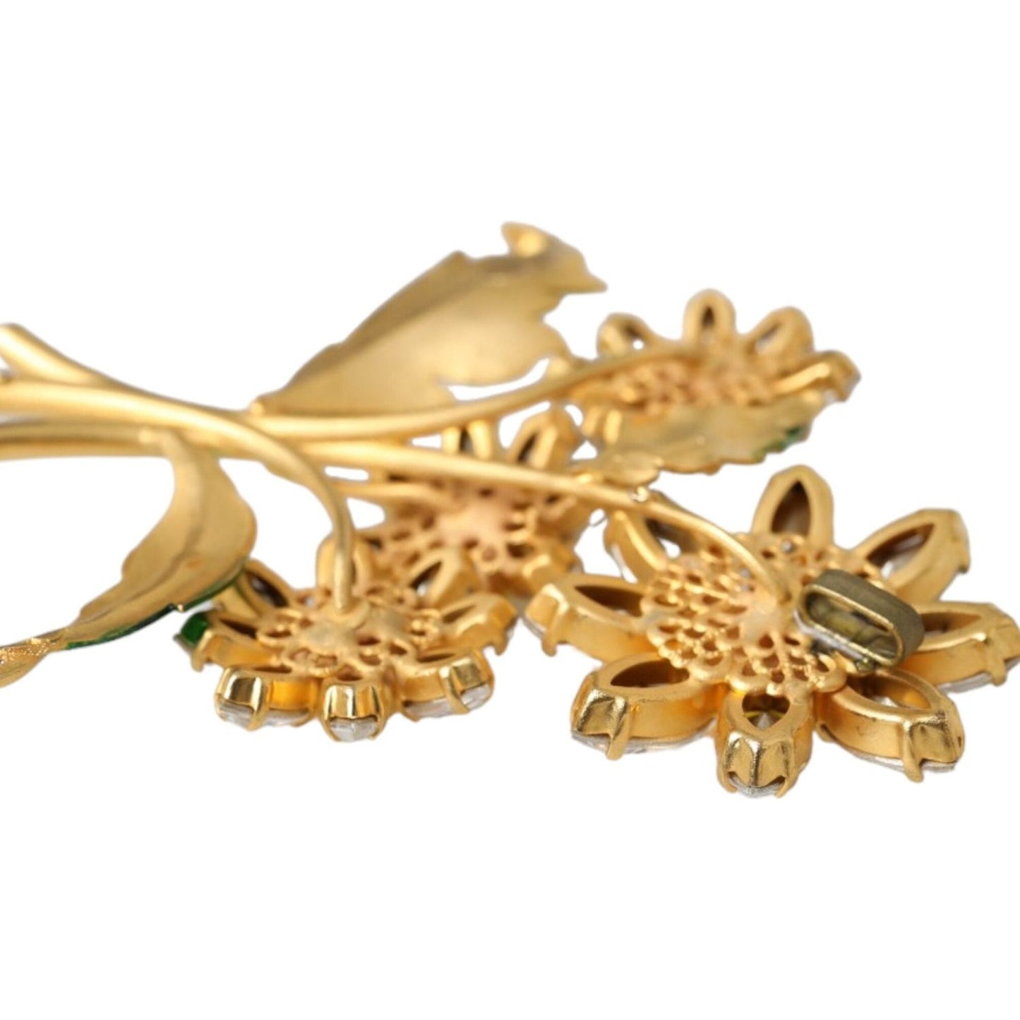 Dolce & Gabbana Gold Yellow Green Filigree Flower Crystals Brooch Pin Dolce & Gabbana