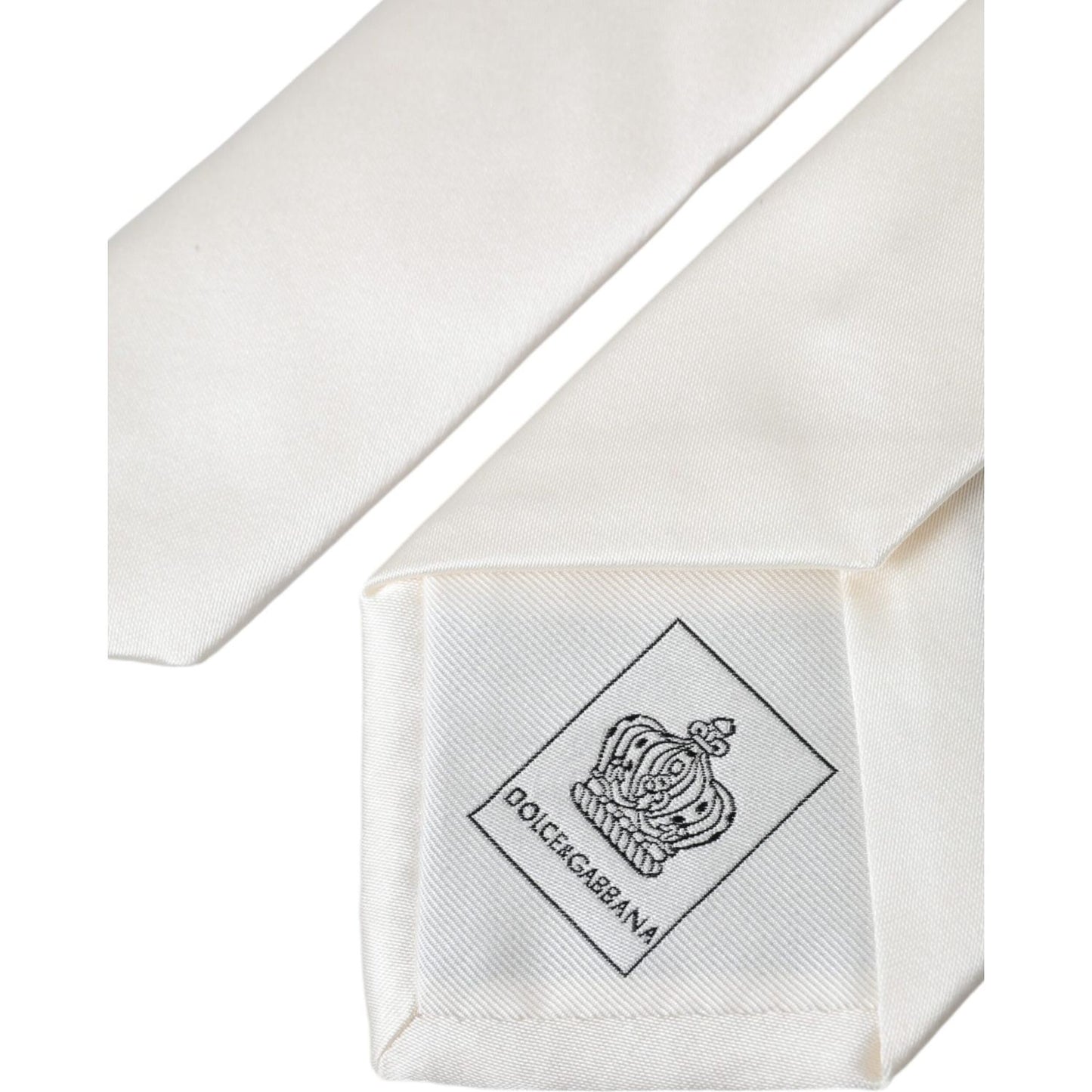 Dolce & Gabbana White Solid 100% Silk Adjustable Tie Dolce & Gabbana