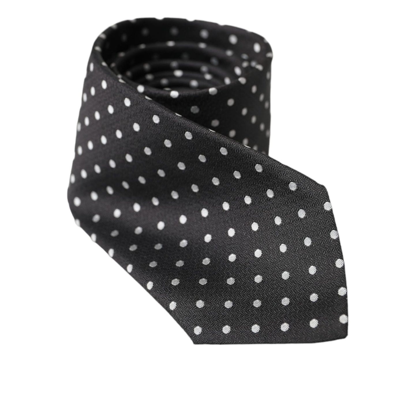 Dolce & Gabbana Black White Polka Dots 100% Silk Necktie Face Mask