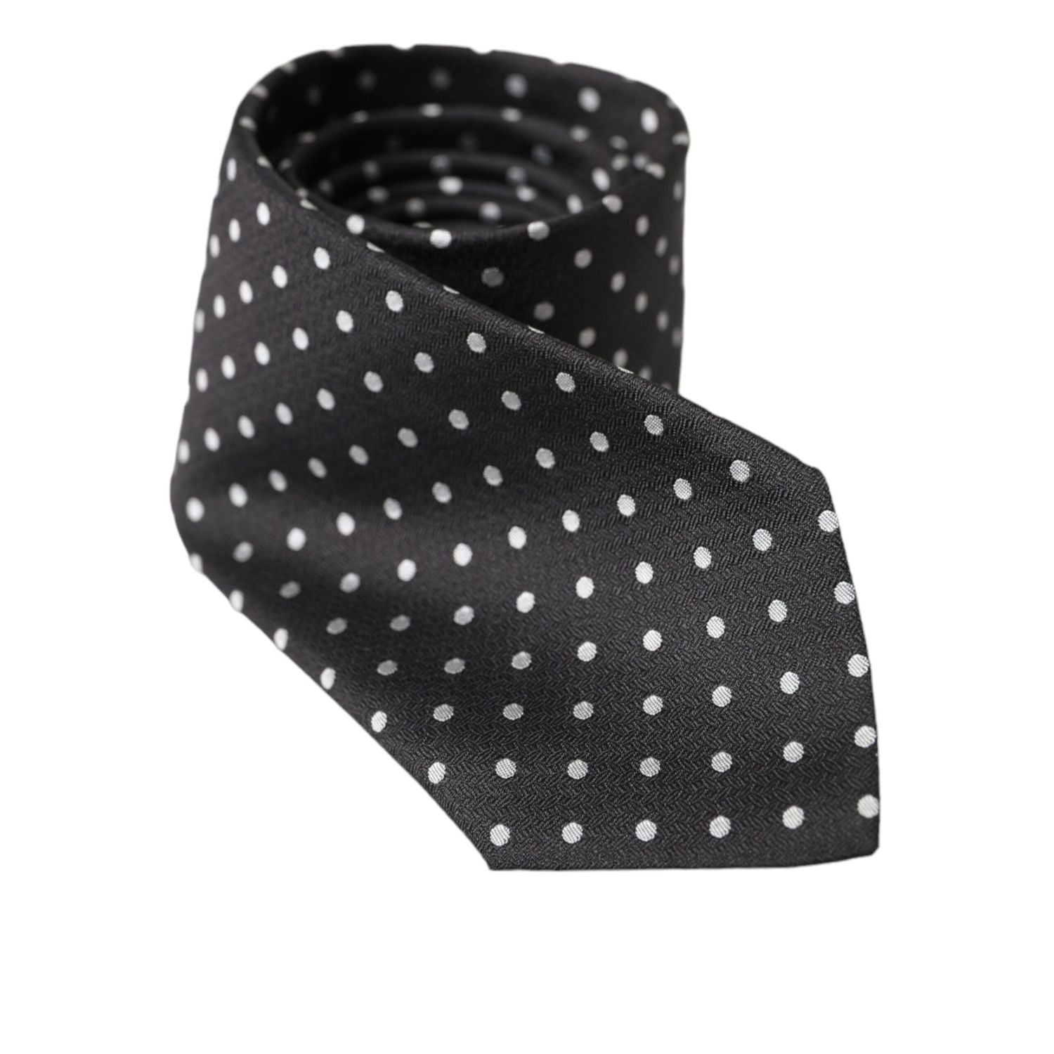 Dolce & Gabbana Black White Polka Dots 100% Silk Necktie Face Mask