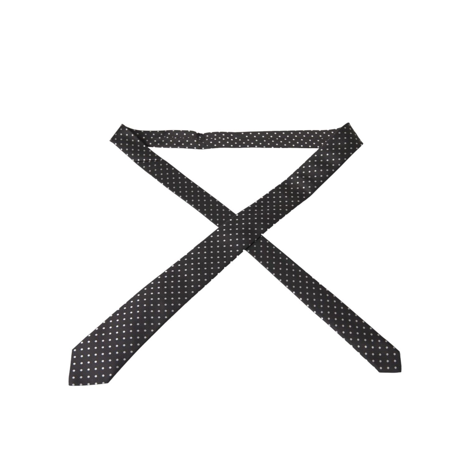 Dolce & Gabbana Black White Polka Dots 100% Silk Necktie Face Mask