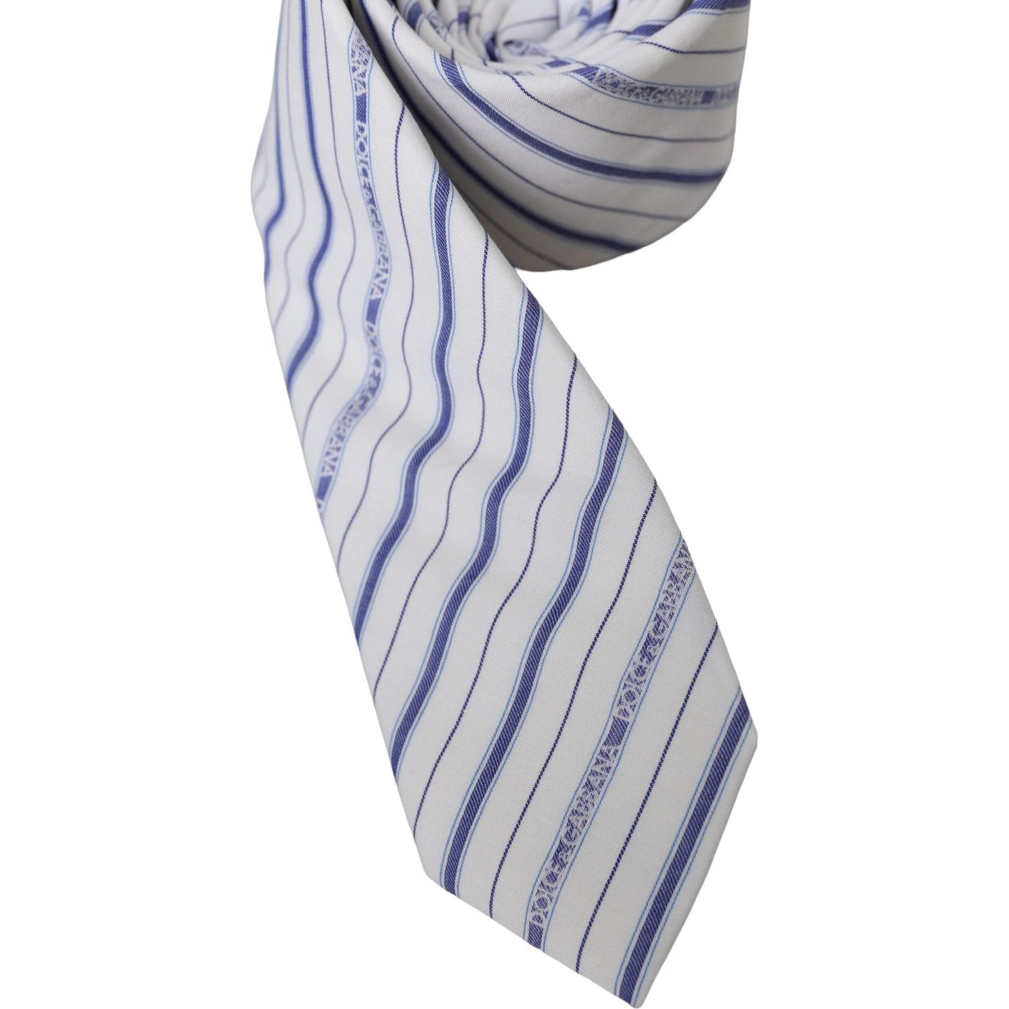 Dolce & Gabbana White Blue Stripes Silk Adjustable Tie Dolce & Gabbana