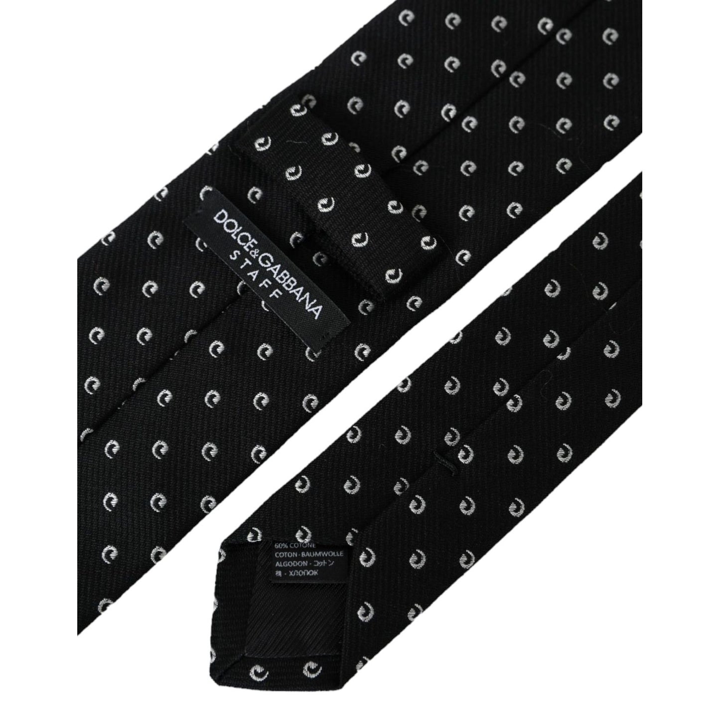 Dolce & Gabbana Black Logo Cotton Blend Adjustable Tie