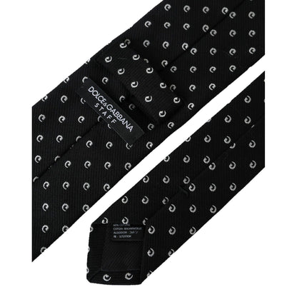Dolce & Gabbana Black Logo Cotton Blend Adjustable Tie