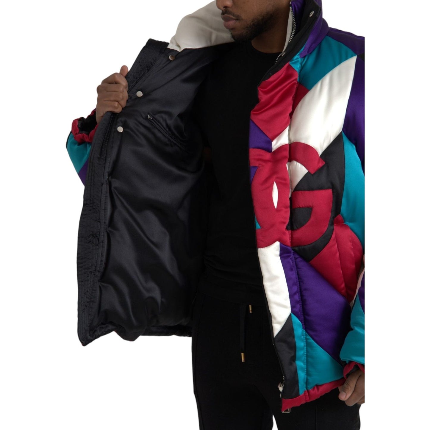 Dolce & Gabbana Multicolor Logo Windbreaker Puffer Jacket Dolce & Gabbana