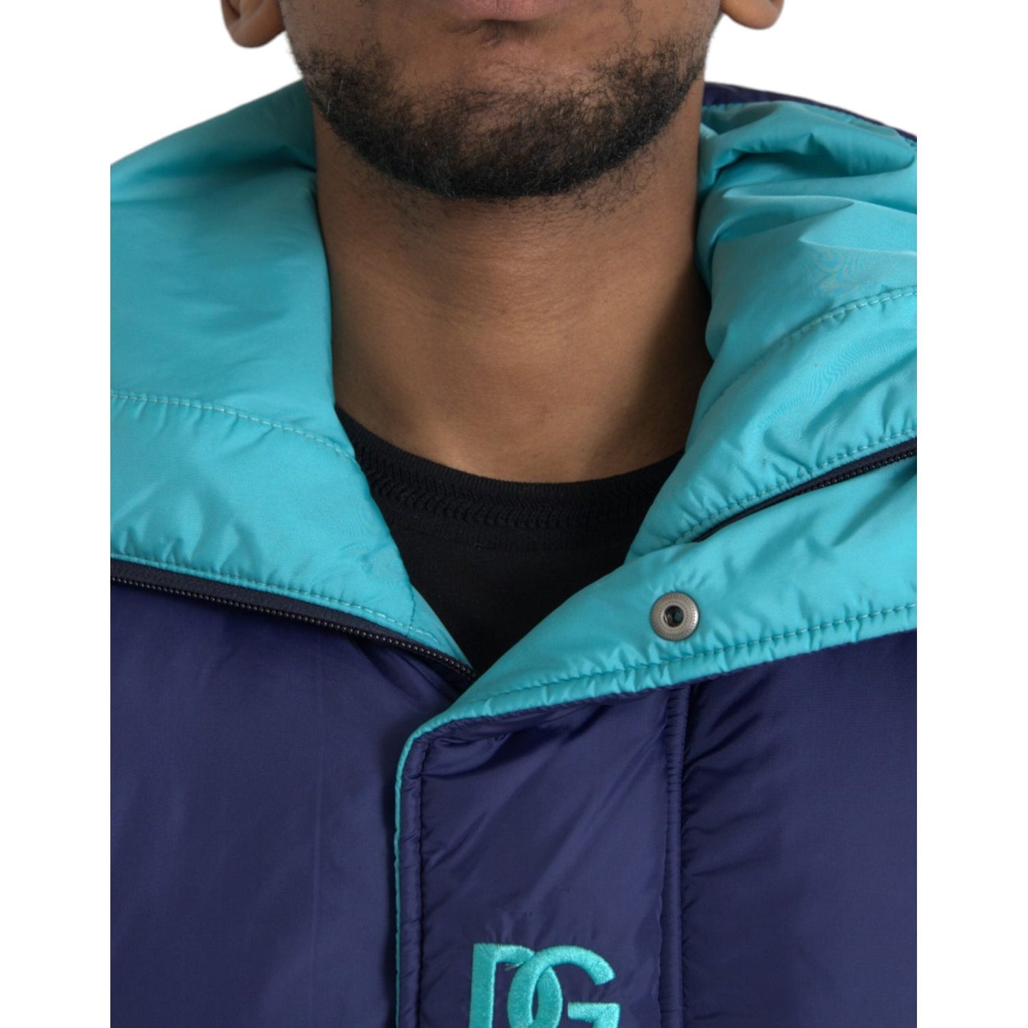 Dolce & Gabbana Navy Blue Quilted Windbreaker Puffer Jacket Dolce & Gabbana