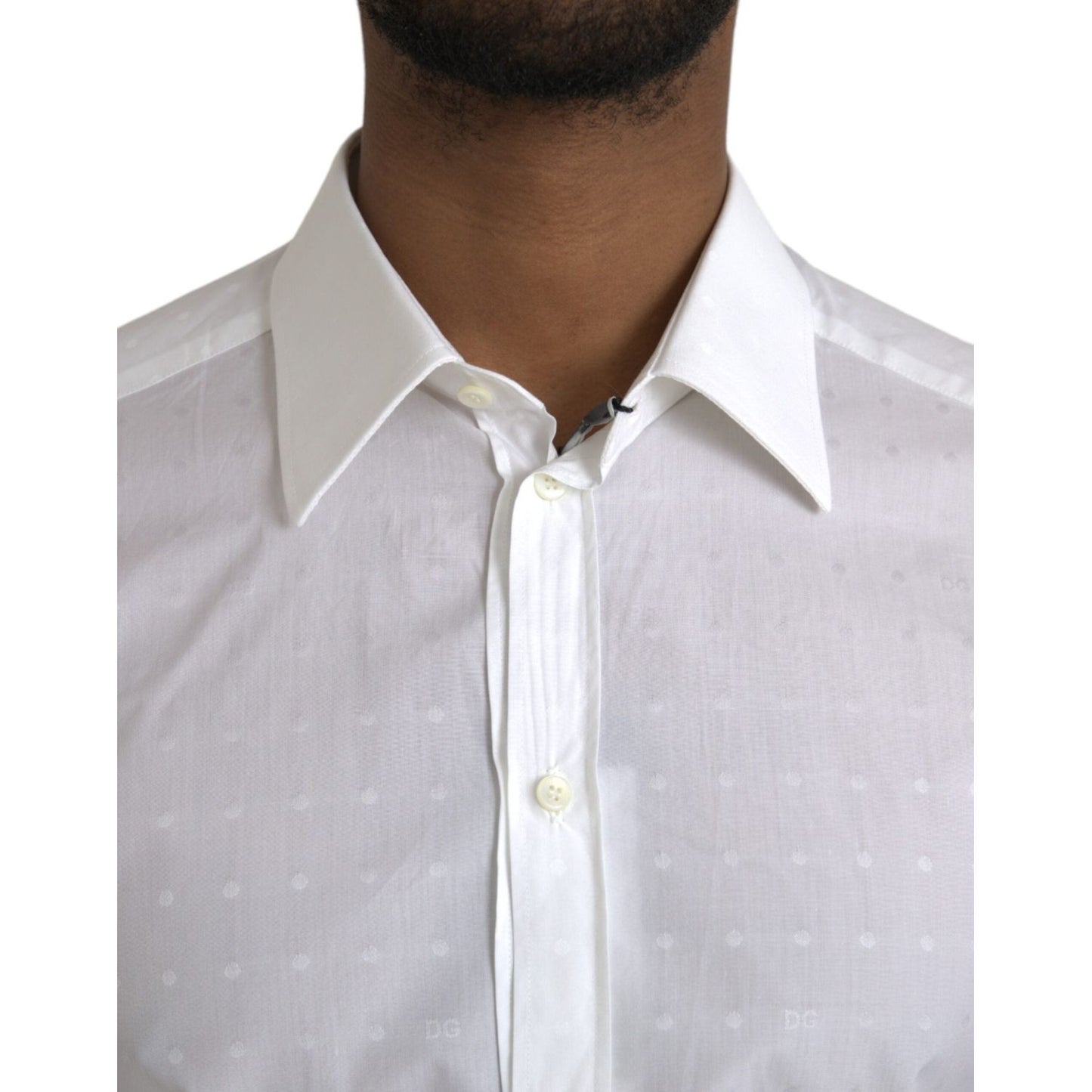 Dolce & Gabbana White Logo Cotton Men Dress GOLD Shirt Dolce & Gabbana