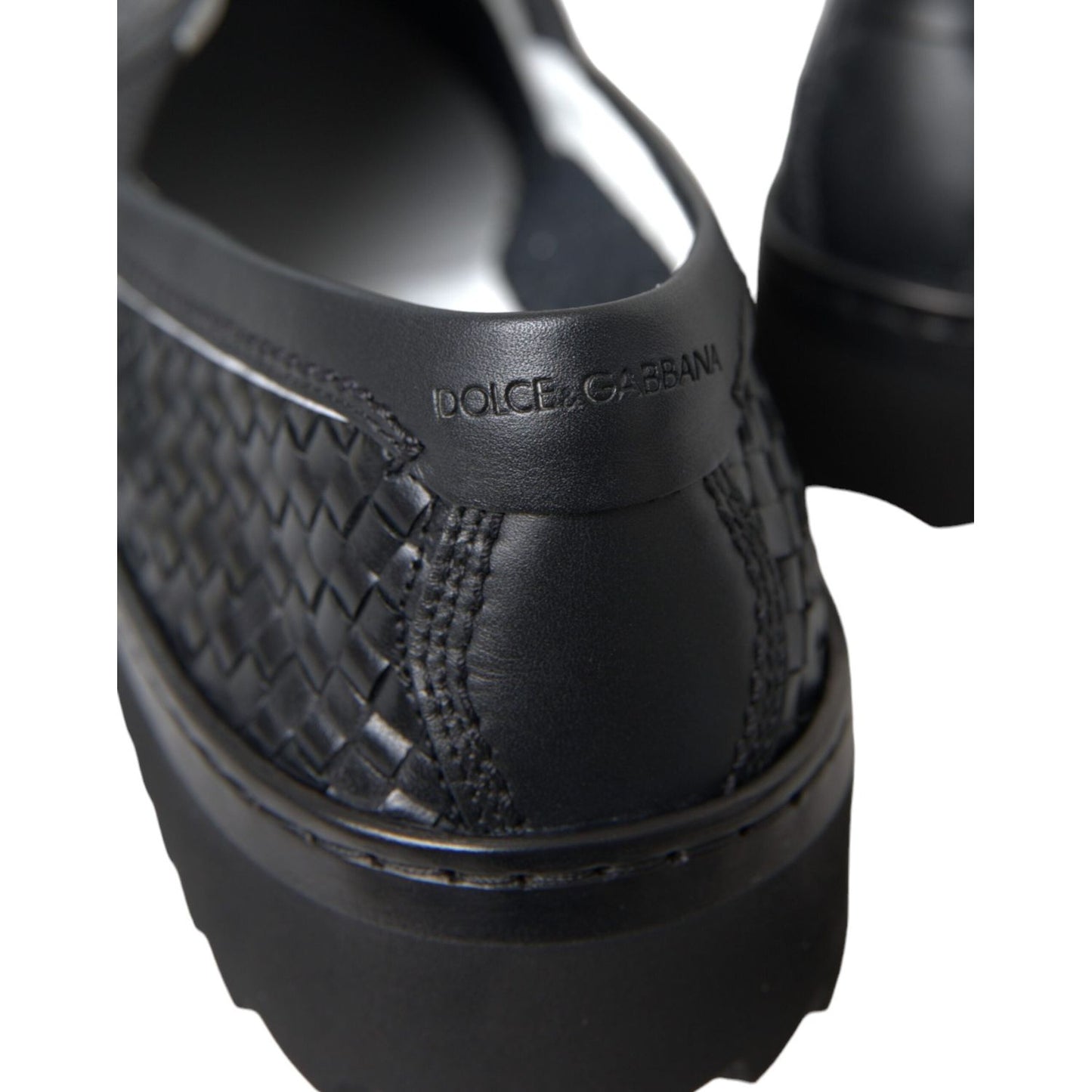 Dolce & Gabbana Black Woven Buffalo Leather Men Loafers Shoes Dolce & Gabbana