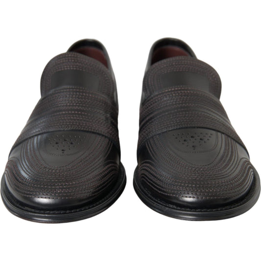 Dolce & Gabbana Black Brown Leather Loafer Men Dress Shoes Dolce & Gabbana