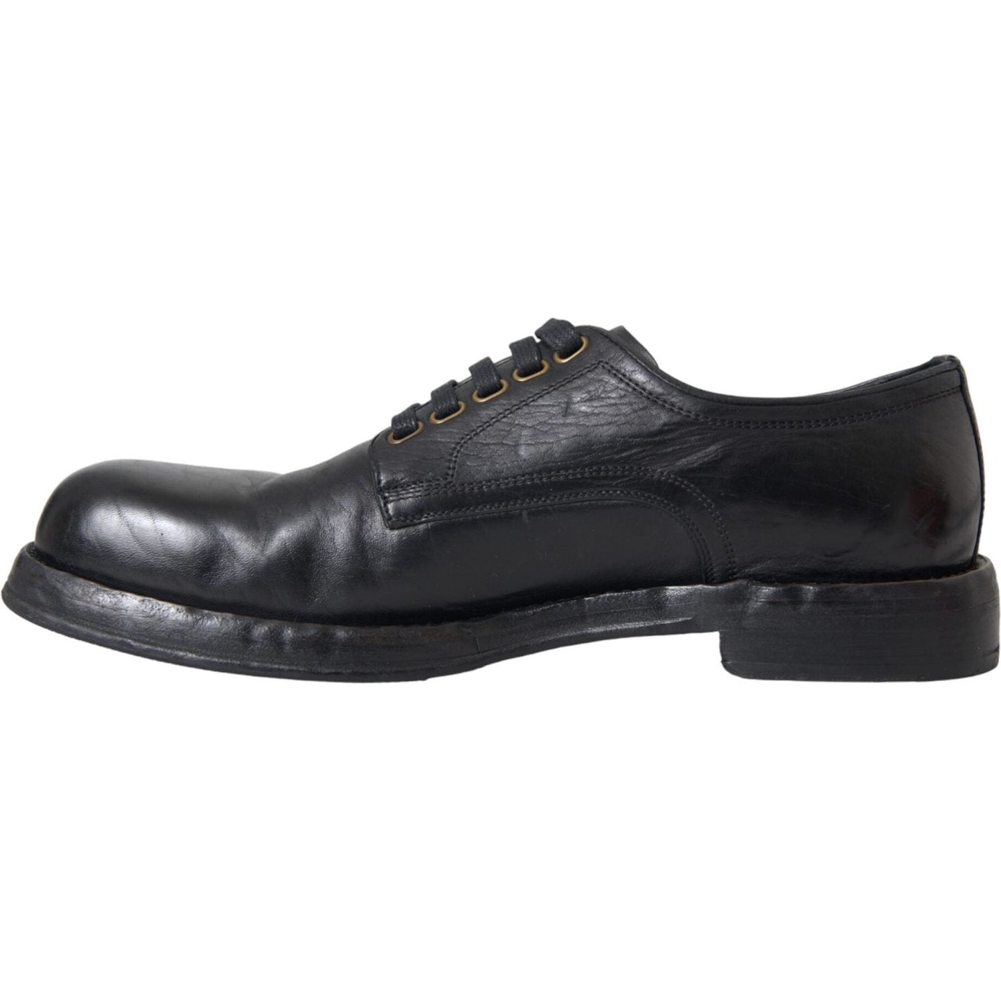 Dolce & Gabbana Black Horse Leather Derby Men Dress Shoes Dolce & Gabbana